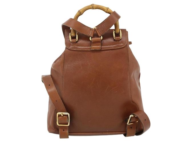 Zaino GUCCI Bamboo in pelle marrone oro 003 3444 0030 Auth bs35138 D'oro - vista 3