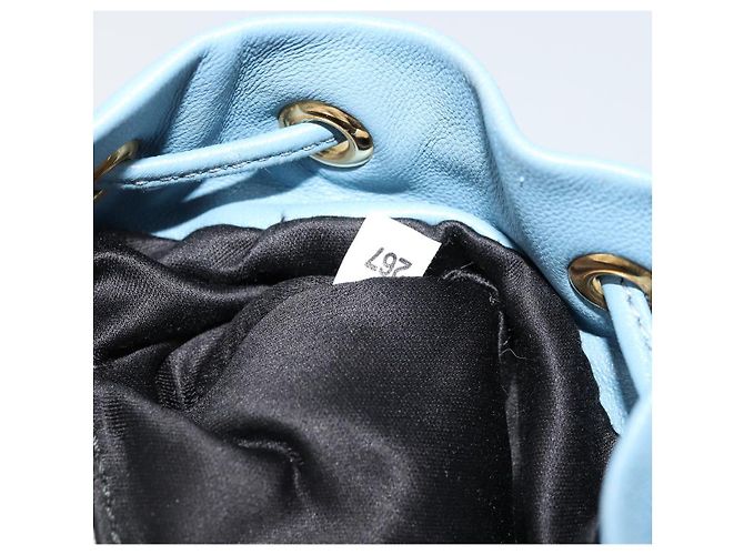Borsa a Spalla Miu Miu Matelassé Nylon Azzurro Oro Auth 180284A D'oro Blu chiaro - vista 12