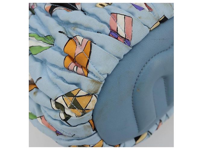Borsa a Spalla Miu Miu Matelassé Nylon Azzurro Oro Auth 180284A D'oro Blu chiaro - vista 15