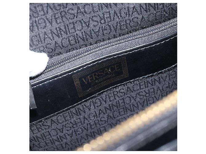 Borsa a Spalla Gianni Versace in Pelle Nera e Oro Auth ka4376A Nero D'oro - vista 11
