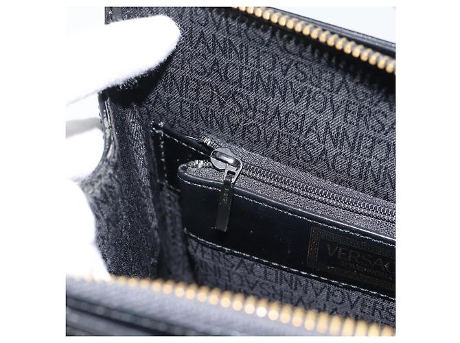Borsa a Spalla Gianni Versace in Pelle Nera e Oro Auth ka4376A Nero D'oro - vista 20