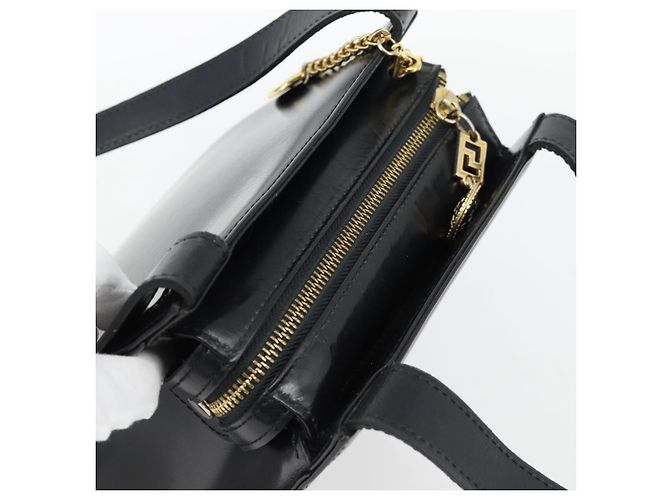 Borsa a Spalla Gianni Versace in Pelle Nera e Oro Auth ka4376A Nero D'oro - vista 6