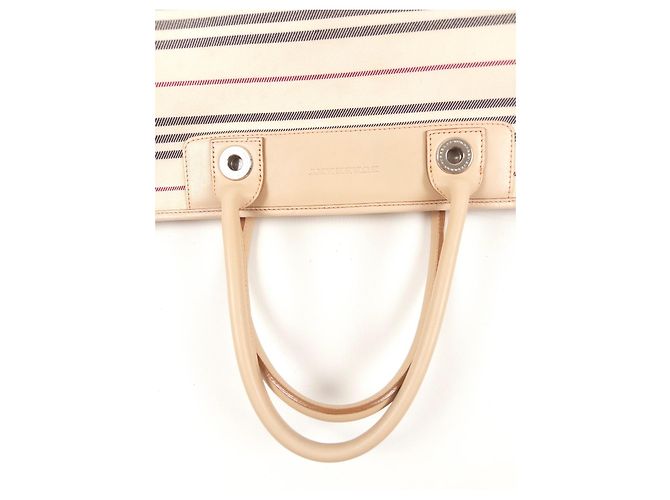 Burberry Borsa Tote Haymarket Check Beige - vista 7