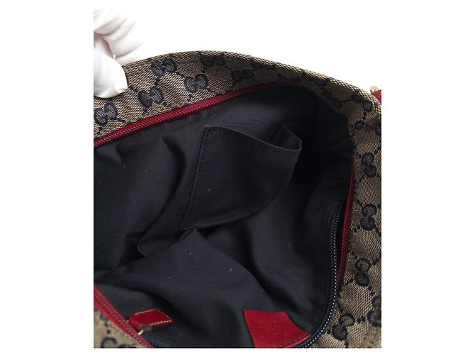 Gucci Bolsa de ombro em canvas monograma GG Marrom Vermelho - vista 2