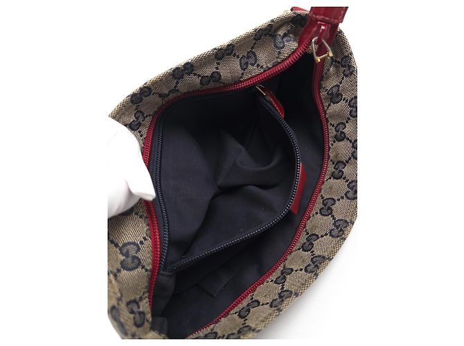 Gucci Bolsa de ombro em canvas monograma GG Marrom Vermelho - vista 3