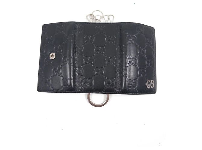 Porta-chaves Gucci GG Monogram em couro Preto - vista 2