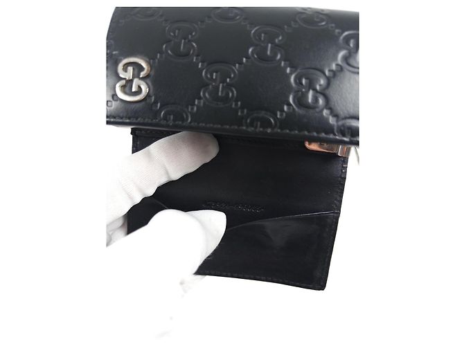 Porta-chaves Gucci GG Monogram em couro Preto - vista 3