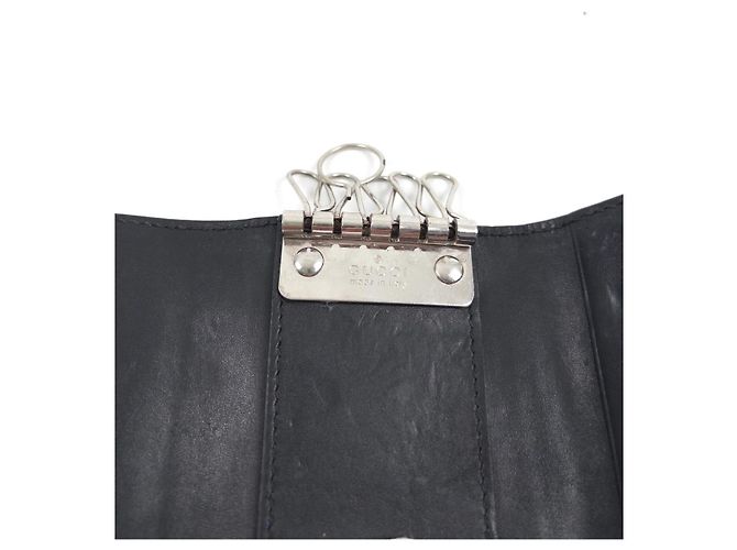 Porta-chaves Gucci GG Monogram em couro Preto - vista 4