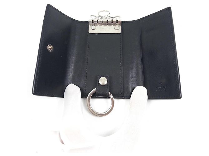Porta-chaves Gucci GG Monogram em couro Preto - vista 5