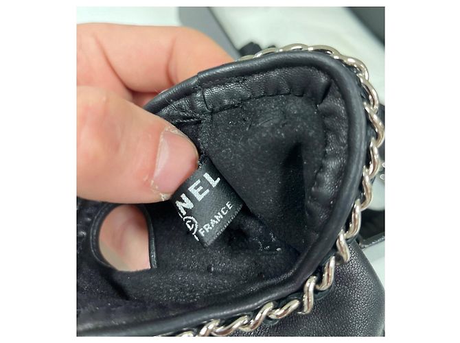 Chanel fingerlose Lederhandschuhe in Schwarz - Größe 7 Gebraucht - Ansicht 5