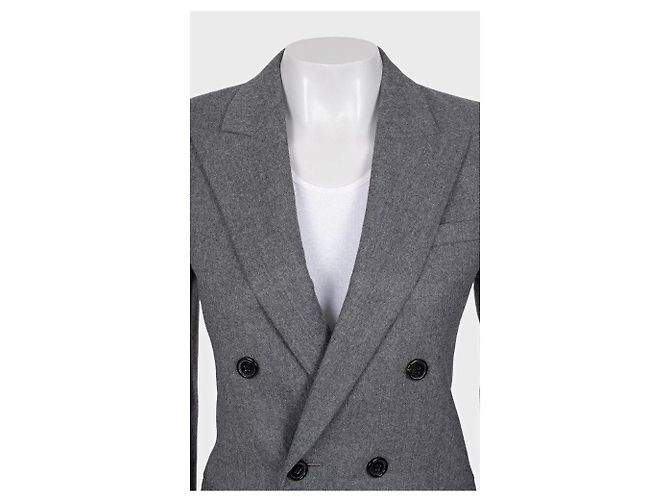 Giacca sfiancata in lana grigia Saint Laurent - Taglia S / FR36 Usato (NWOT) - vista 2