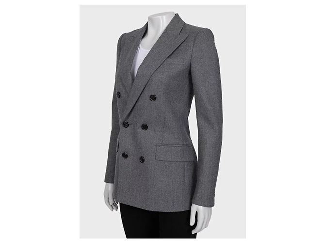 Giacca sfiancata in lana grigia Saint Laurent - Taglia S / FR36 Usato (NWOT) - vista 3