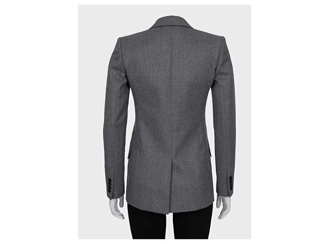 Giacca sfiancata in lana grigia Saint Laurent - Taglia S / FR36 Usato (NWOT) - vista 4