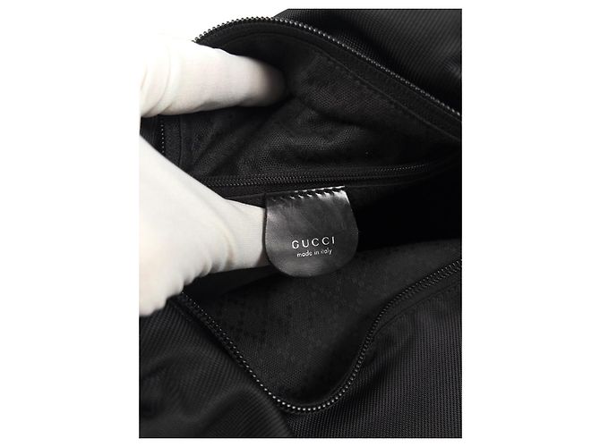 Gucci Borsa a tracolla in nylon con manico in bambù Nero - vista 4