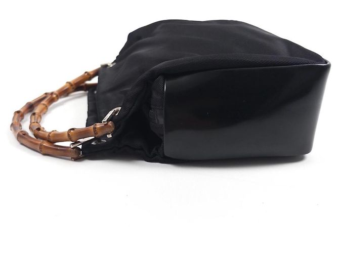 Gucci Borsa a tracolla in nylon con manico in bambù Nero - vista 8