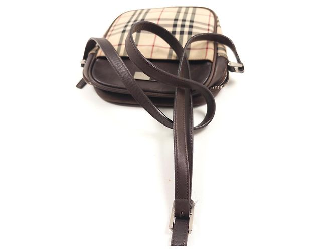 Burberry Haymarket Check Piccola Borsa a Tracolla Marrone Beige - vista 2