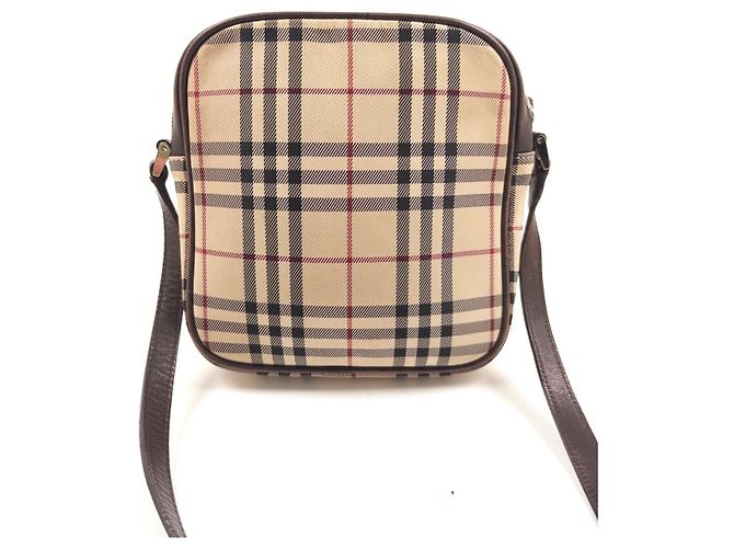 Burberry Haymarket Check Piccola Borsa a Tracolla Marrone Beige - vista 4