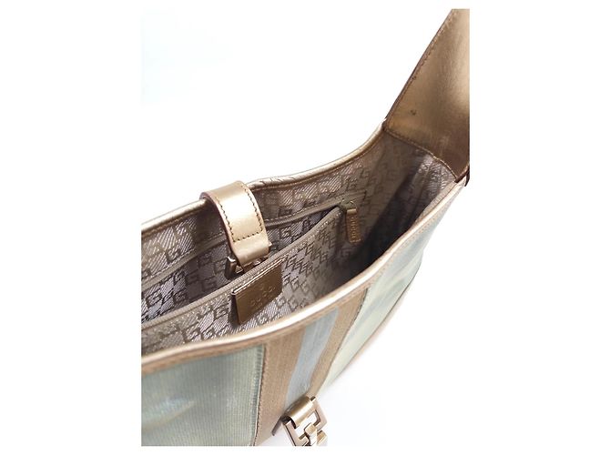 Gucci Jackie 1961 Borsa Hobo - Tela Azzurro Chiaro e Pelle Dorata - vista 2
