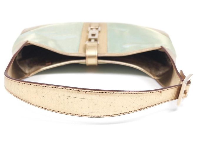 Gucci Jackie 1961 Borsa Hobo - Tela Azzurro Chiaro e Pelle Dorata - vista 6