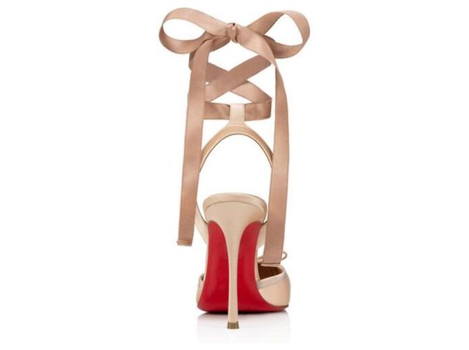 Christian Louboutin Cassia Décolleté con Lacci 100mm Beige - vista 3