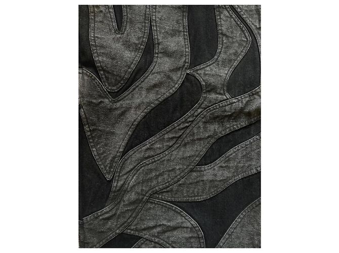 Autre Marque SXVSU Vaqueros de pierna ancha en denim negro con patchwork de llamas Gris - vista 3