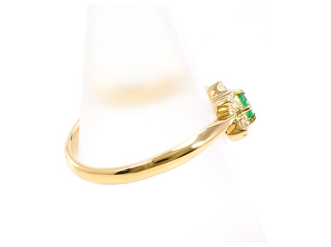 Autre Marque 18K Gelbgold-Ring mit Smaragd und Diamant Golden - Ansicht 2
