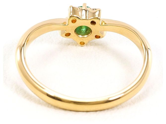 Autre Marque 18K Gelbgold-Ring mit Smaragd und Diamant Golden - Ansicht 3