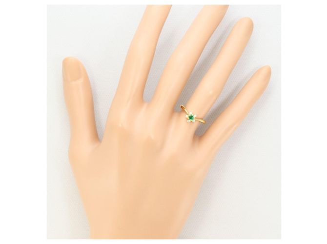 Autre Marque 18K Gelbgold-Ring mit Smaragd und Diamant Golden - Ansicht 5