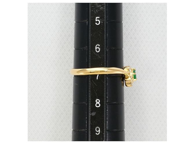 Autre Marque 18K Gelbgold-Ring mit Smaragd und Diamant Golden - Ansicht 6