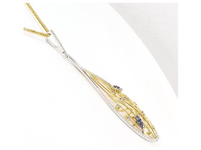 Autre Marque Elegante collana in oro 18K con zaffiro e diamante D'oro - vista 2