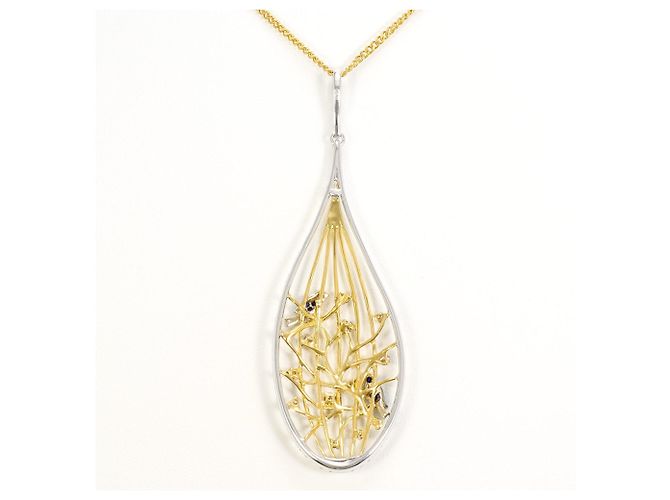 Autre Marque Elegante collana in oro 18K con zaffiro e diamante D'oro - vista 3