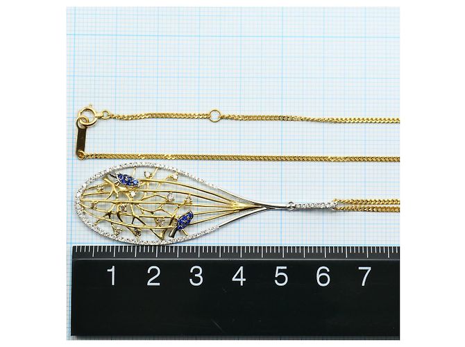 Autre Marque Elegante collana in oro 18K con zaffiro e diamante D'oro - vista 5
