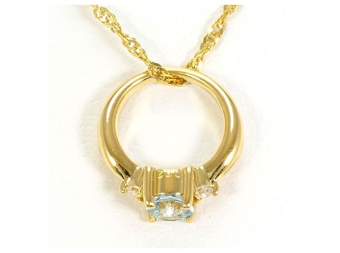 Autre Marque Collana in oro giallo 18K con acquamarina e diamante D'oro - vista 3
