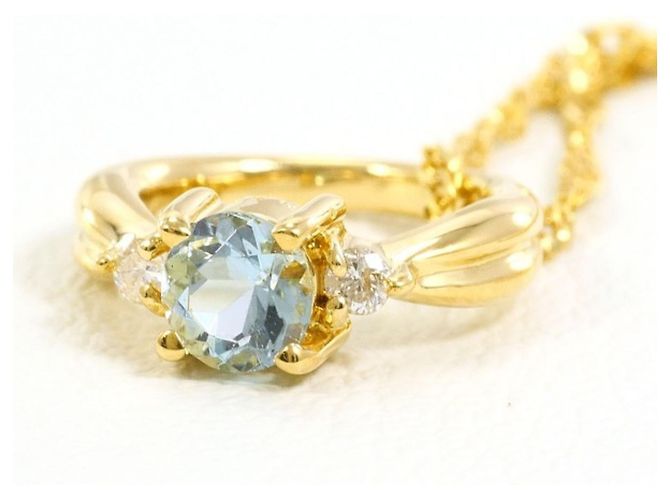 Autre Marque Collana in oro giallo 18K con acquamarina e diamante D'oro - vista 4