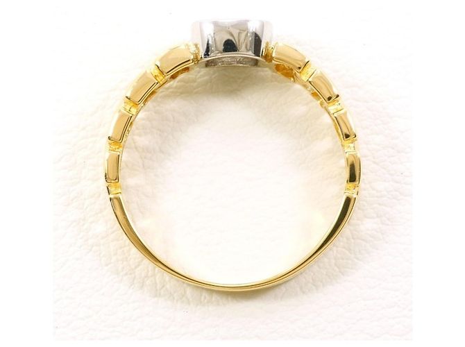 Autre Marque Platin- und Gelbgold-Ring mit Diamant Golden - Ansicht 2