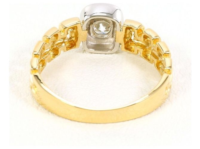 Autre Marque Platin- und Gelbgold-Ring mit Diamant Golden - Ansicht 3
