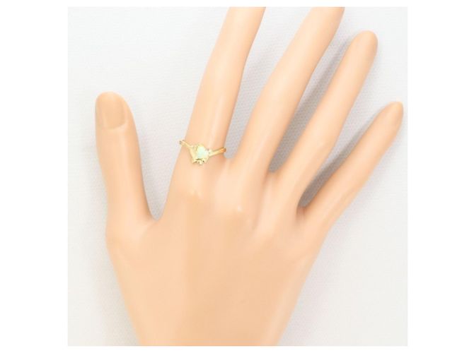 Autre Marque 18K Yellow Gold Band Ring with Opal and Diamond Golden - view 6