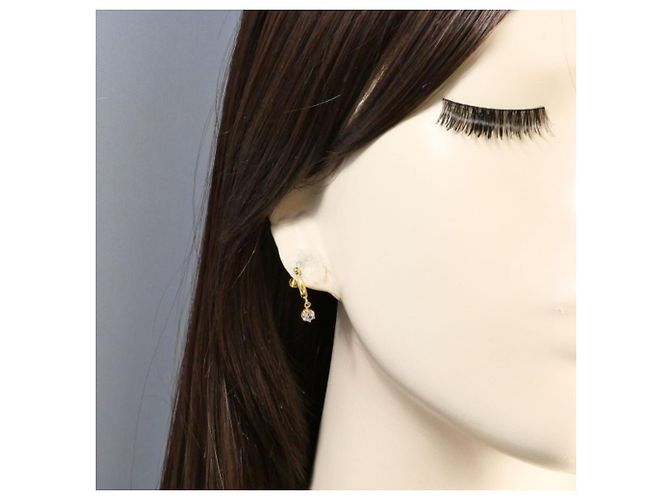 Autre Marque Orecchini a clip in oro giallo 18K con zaffiri bianchi Bianco D'oro - vista 4
