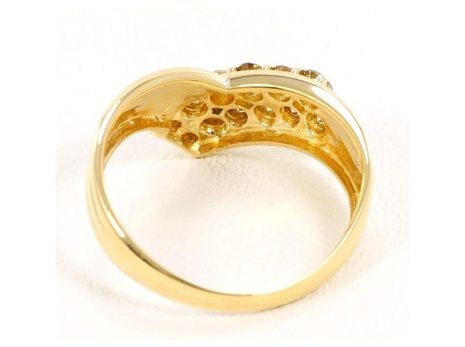 Autre Marque 18K Gelbgold-Ring mit braunem Diamanten Golden - Ansicht 3