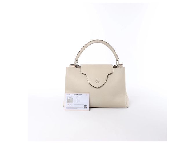 Borsa Louis Vuitton Capucines GM in pelle Taurillon beige - vista 12
