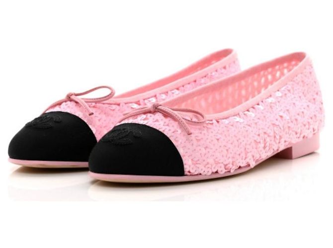 Bailarinas Chanel con lentejuelas rosas - vista 4