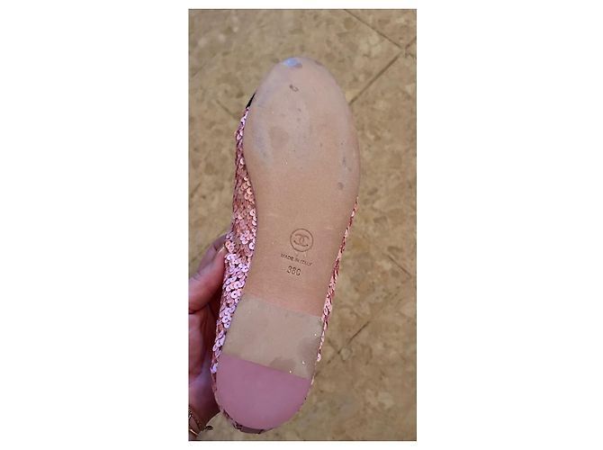 Bailarinas Chanel con lentejuelas rosas - vista 6