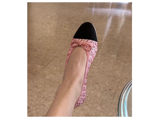 Bailarinas Chanel con lentejuelas rosas - vista 7