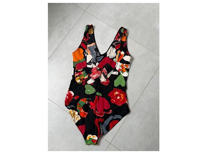 Bañador de una pieza con estampado floral Chanel Negro Blanco Roja Verde Naranja Gris Amarillo - vista 4