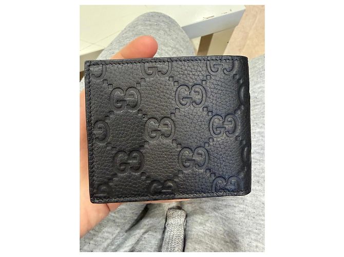Gucci GG Embossed Black Leather Bifold Wallet - view 7