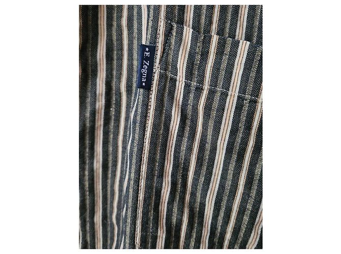 Ermenegildo Zegna Sport Camicia a Righe Beige Verde scuro - vista 10