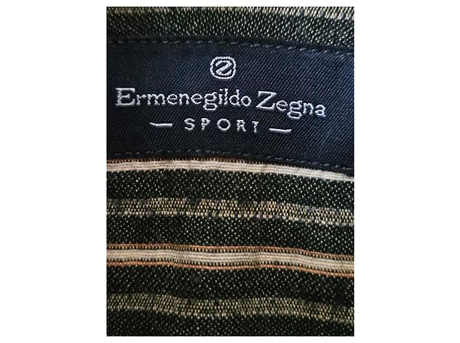 Ermenegildo Zegna Sport Camicia a Righe Beige Verde scuro - vista 11