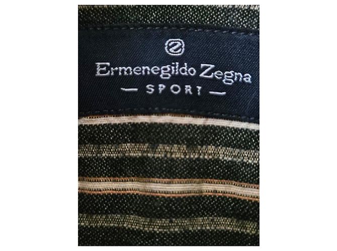 Ermenegildo Zegna Sport Camicia a Righe Beige Verde scuro - vista 4