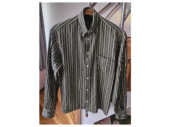 Ermenegildo Zegna Sport Camicia a Righe Beige Verde scuro - vista 6