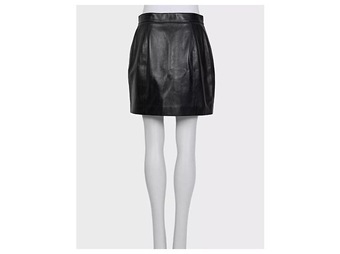 Saia evasê de couro preto Saint Laurent Tamanho 42 Seminovas - vista 3